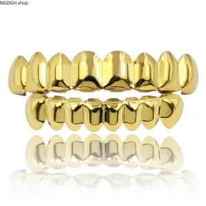 Silver & Gold Hip Hop Grillz - Luxury Stainless Steel Dental Grills Caps, Shiny Removable Teeth Jewelry for Men Women, Perfect for Rapper Look, Party & Festival Fashion