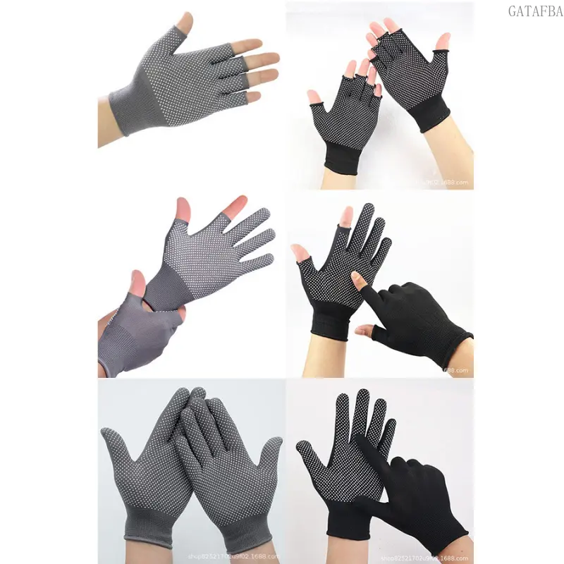 3 Pairs Nylon Fingerless Gloves, Breathable Sun Protection Gloves for Fishing, Tea Picking, Cycling, Workout & Daily Work