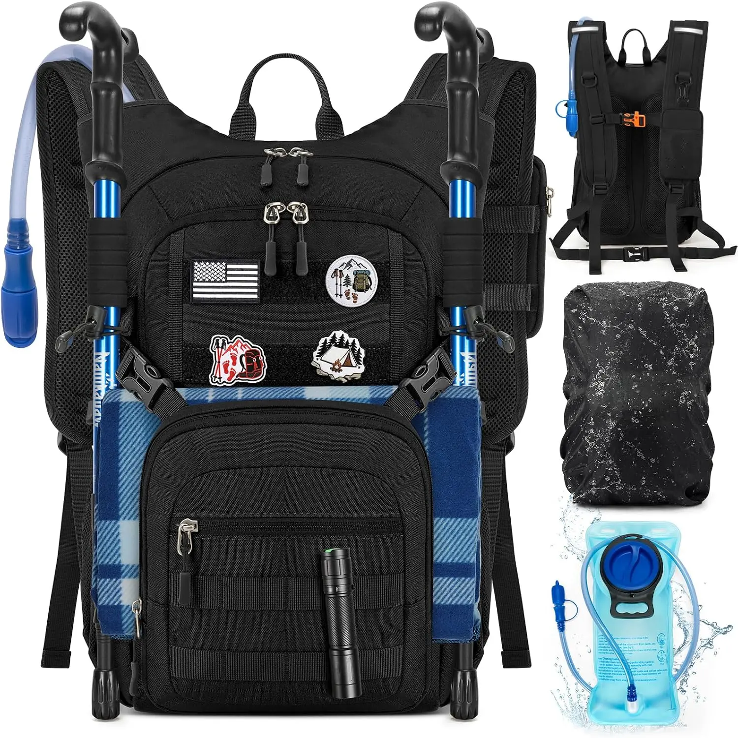 RAINSMORE Lightweight Running Hydration Backpack with 2L Water Bladder| Insulated Military Daypack Waterproof Hiking Pack Comfortable & Durable Tactical Chest Rig Men Women Cycling Vest