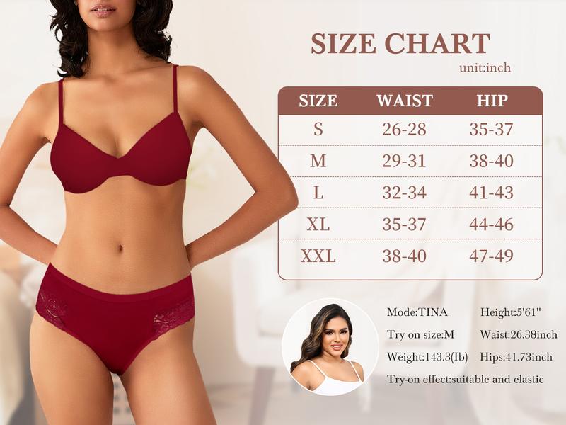 LEVAO Cheeky Underwear for Women Lace Seamless Bikini Panties Ladies Soft No Show Hipster 6 Pack S-XXL LEVAO Cheeky Underwear for Women Lace Seamless Bikini Panties Ladies Soft No Show Hipster 6 Pack S-XXL