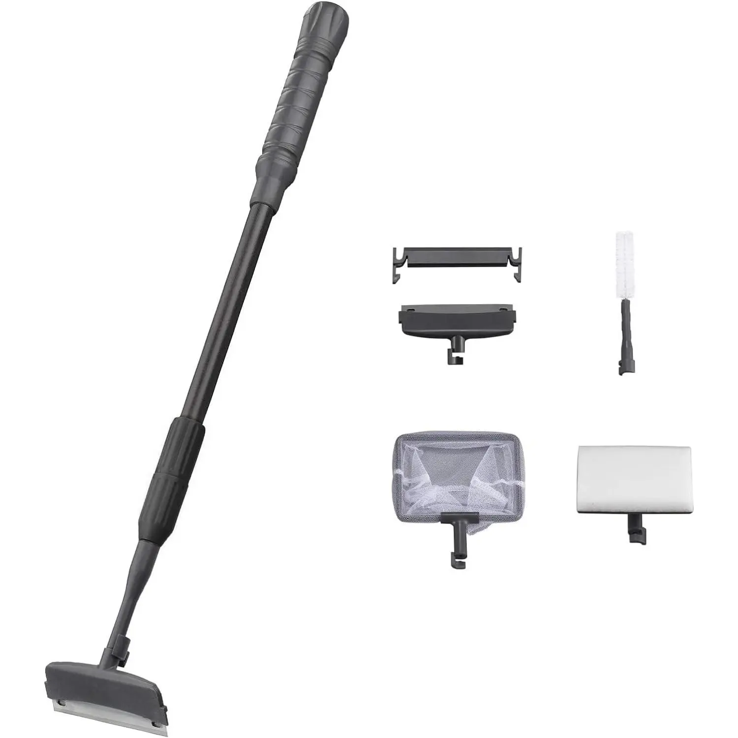 4IN1 Aquarium Cleaning Tools Long Handle Adjustable Length 18~24Inch Fish Tank Cleaner Kit Algae Scraper Scrubber Brushes Set