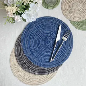 Cotton-Like Round Placemat, Hand-Woven Jute Style Heat Mat for Nordic Decor