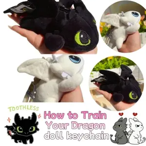 Dragon Taming Master Cartoon Toothless Plush Toy Key Pendant Black and White Little Flying Dragon Cute Backpack Accessories