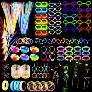 470psc Glow in the Dark Party Supplies for Adults Birthdays,Light Up Party Favors with 200 Glow Sticks Bulk,DIY Glow Necklaces Glasses Bracelets Headband, Christmas Neon Party Suppliesfidget toys