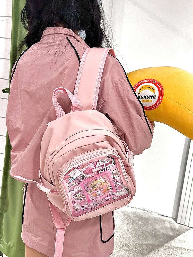 Y2K Cute Mini Backpack Women Fashion ItaBag Sweet Girl Transparent Rucksack DIY Personality Display Knapsack Lolita Shoulder Bag