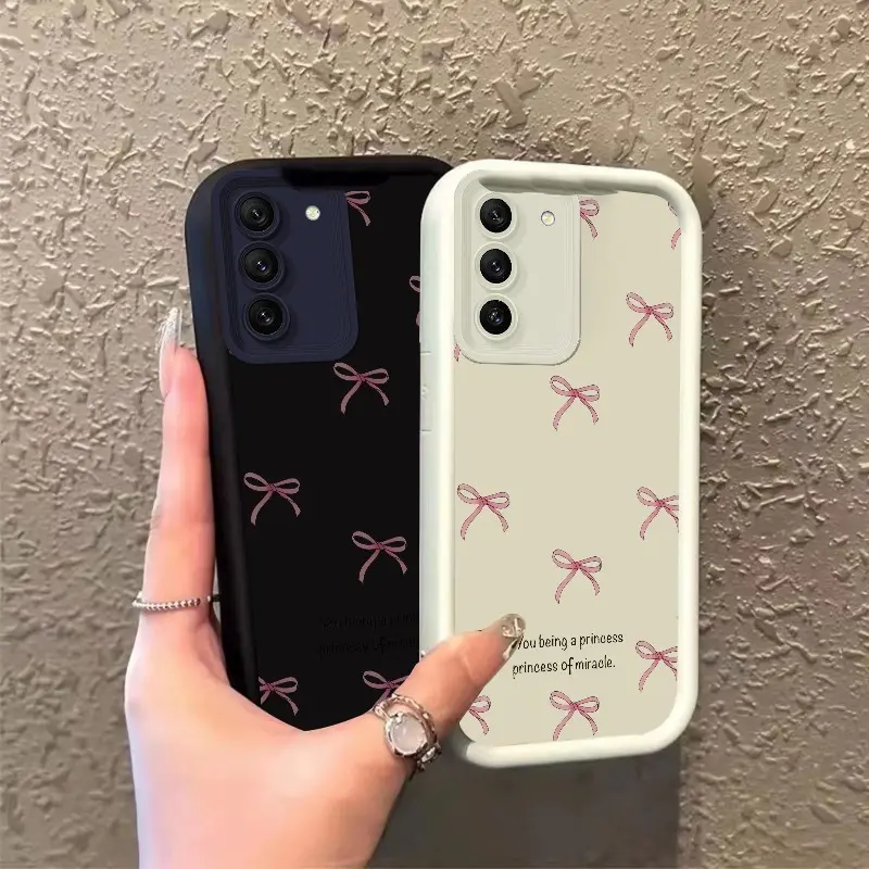 Phone case for Samsung GALAXY S21FE S22 S22PLUS S23 S23PLUS Pink Bows & Miracle Princess Slogan Celestial Eye Layered Phone Case soft silicone TPU Enhanced Peotection Shockproof ROOJTNAS1