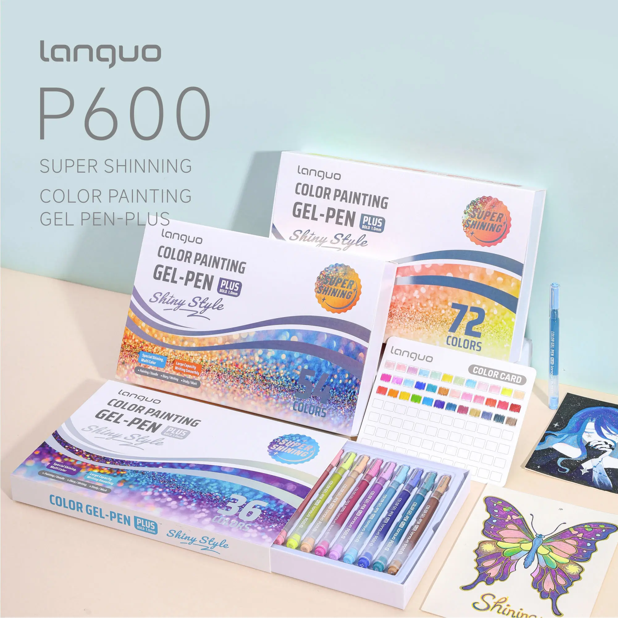 Glow Effect Drawing Pen Plus, 24-72 Colors Dreamy Glow, Fine Glitter, Rich Colors, Easy Line Drawing, Filling, Outlining, Art Supplies