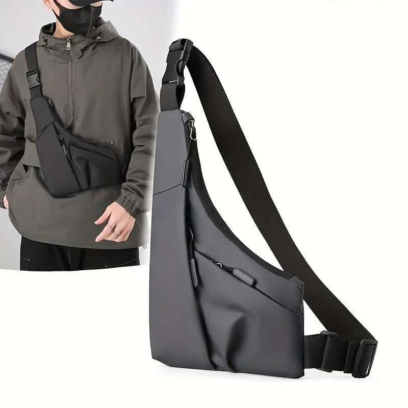 Men's Waterproof Minimalist Plain Anti-Theft Multi-Function Crossbody Sling Bag with Multiple Pockets, Adjustable Strap - Lightweight Chest, Shoulder Bag for Travel, Everyday Carry