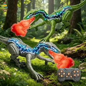 2.4GHz Remote Control Dinosaur Toy, Electric Walking Velociraptor, Agile Movements with Water Spray, Dance Light Mode, Perfect Gift for Kids