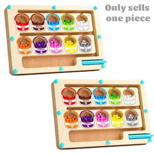 Kids Bead Maze Playset, Paint Bucket & Ice Cream Shaped Magnetic Rolling Ball Maze, Educational Sensory Toy, Ages 3+, Random Color