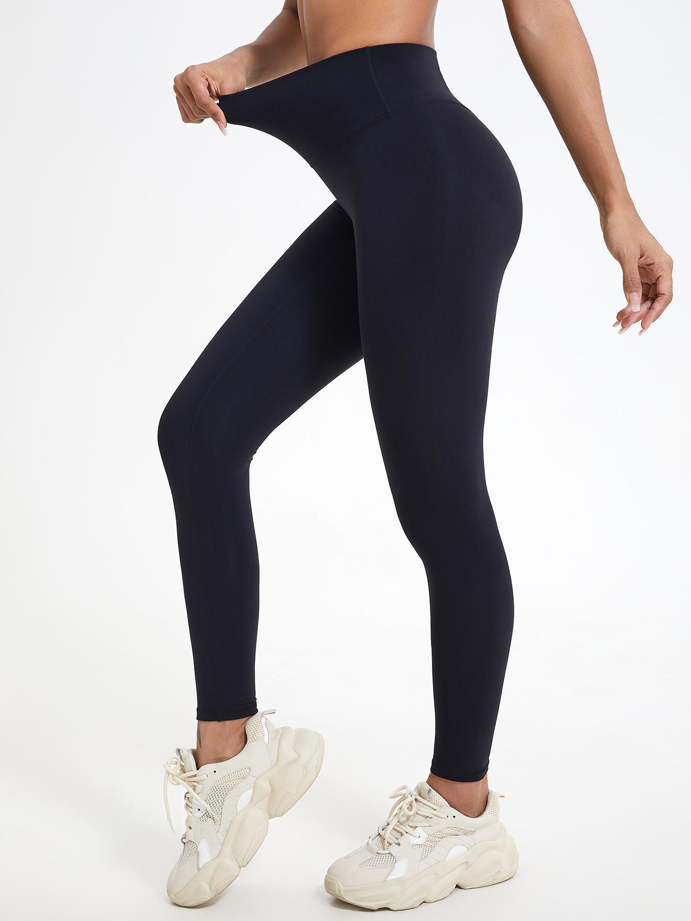 Women's Solid Color Sports Leggings, Tummy Control Leggings, Casual Comfy Breathable Skinny Pants for Yoga Gym Workout Running, Ladies Sportswear for All Seasons