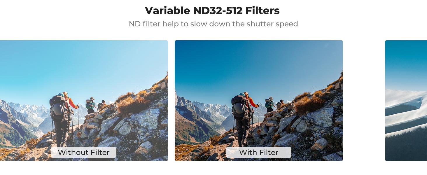 K&F CONCEPT Push in Fit Variable ND32-512 Filter Compatible with DJI Osmo Action 5 Pro, Neutral Density Light Reduction Filter for Omso Action 4/3, Multicoated HD Optical Glass Action Cam Accessories