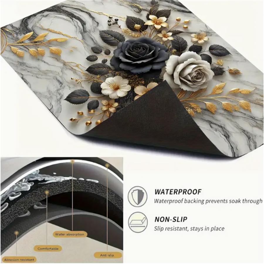 2DFlatFlower Pattern Gas Stove Cooktop Panel Protector Cover, 1 Count Heat & Scratch Resistant Stove Top Protector, Easy To Clean Stove Top Cover for Home Dining Room Barbecue Floral Pattern