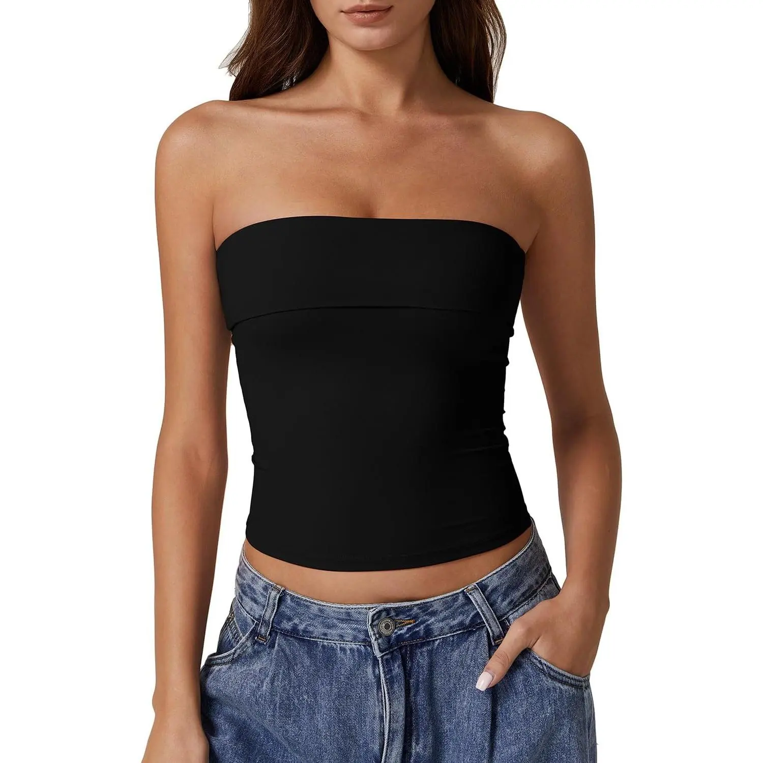 Women's Tube Tops Strapless Bandeau Tops Double Lined Slim Fit Summer Going Out Tank Tops