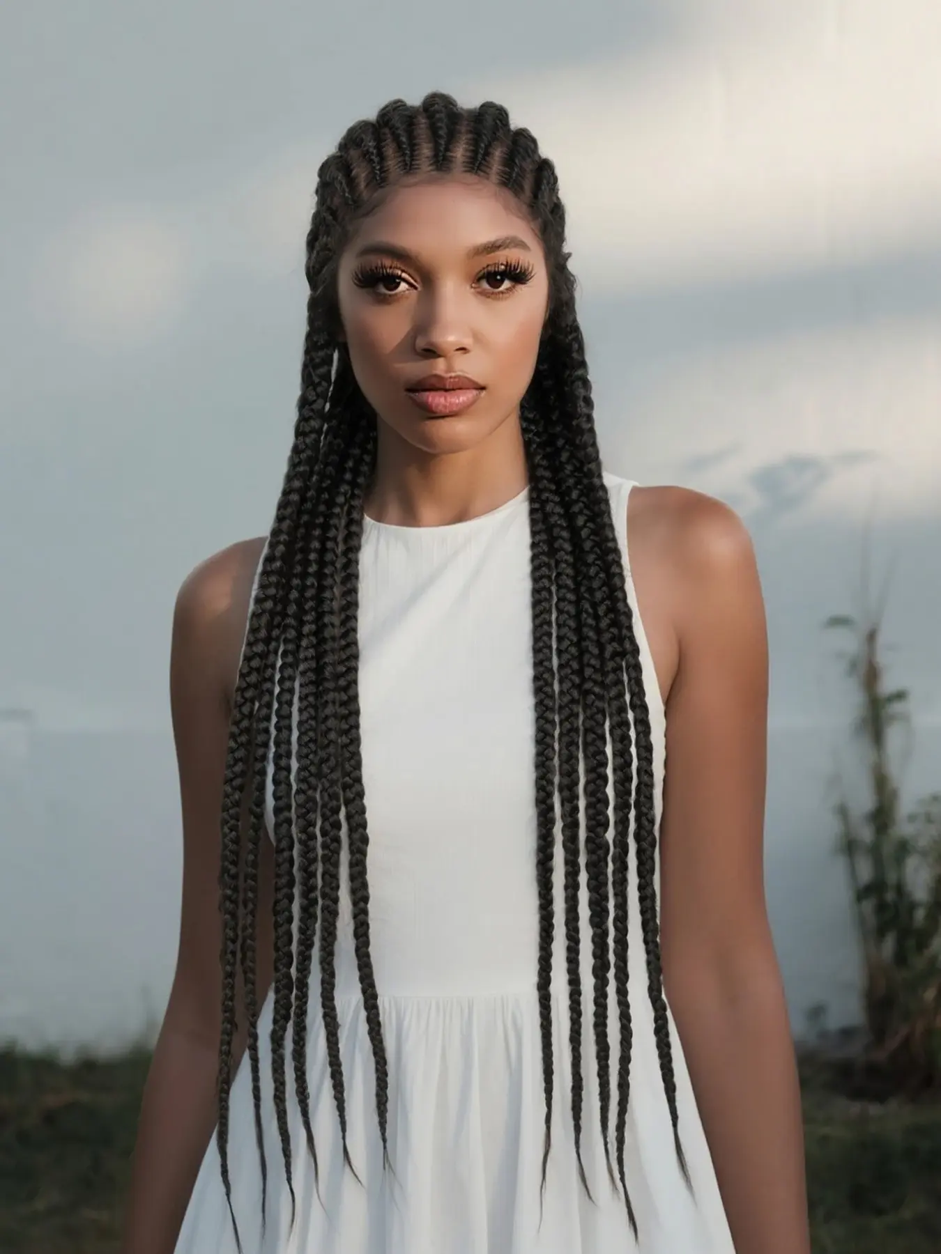 32 Inch Thick Jumbo Box Braids Wig, Natural Hairline, Lightweight & Comfortable, Extra Long Synthetic Hair, Full Lace, All Seasons