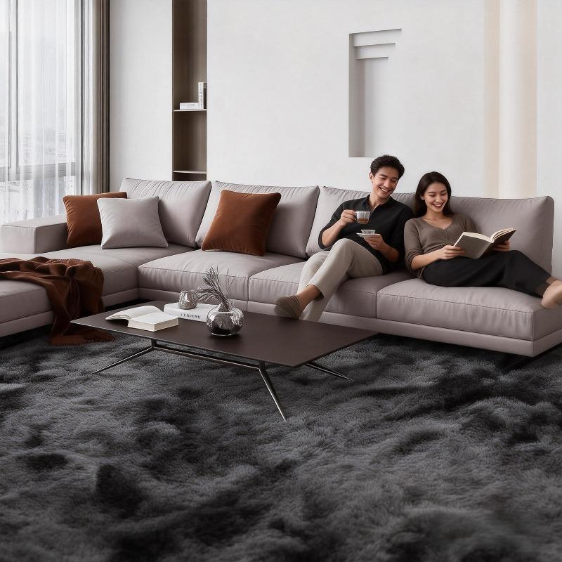 Non slip 10x14 ft super soft fluffy bedroom rug modern plush living room area rug in blacklight gray dark gray Thanksgiving home gift Non slip 10x14 ft super soft fluffy bedroom rug modern plush living room area rug in blacklight gray dark gray Thanksgiving home gift