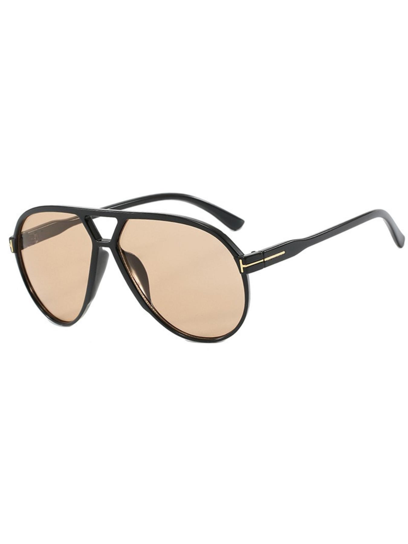 Women's Vintage Top Bar Oversized Frame Sunglasses, Trendy Casual Sunglasses for Everyday Use, Fashion Accessories for Outdoor Activities, Trendy Beach Eyewear