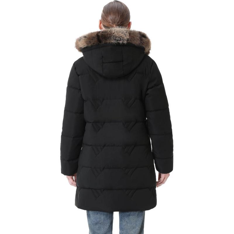 Women's Winter Coat Waterproof Long Insulated Parka with Detachable Hood