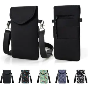 Neoprene Phone Sleeve Pouch Case Bag for Men Women w/Crossbody Strap/ Lanyard for  17/16/15/14 Pro Max,  S25,Pixel 10