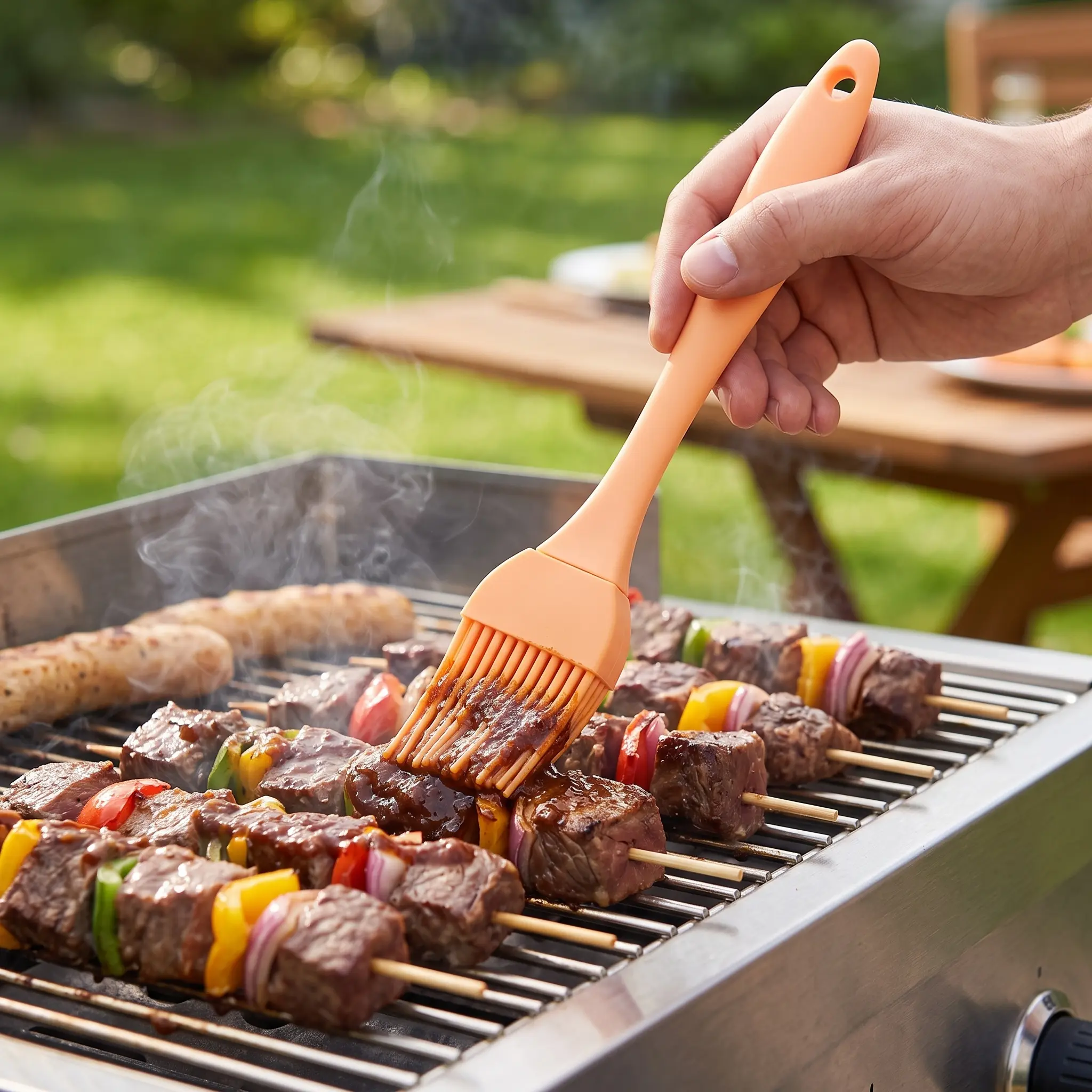 2 pcs Silicone Basting Brush, Multipurpose BBQ Oil Brush, Grill Brush, Grilling Accessories, BBQ Tools, Household Home Kitchen Accessories, Kitchenware, Utensils for Cooking Baking Barbecue-YY1