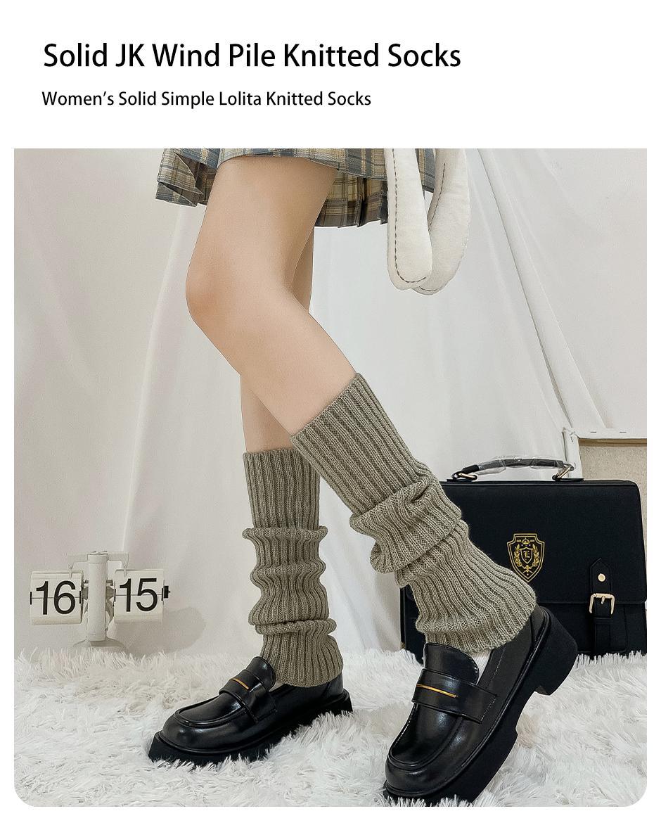 2 Pairs of Women's Four-season Autumn and Winter Solid Color Harajuku Fashion Wear Trendy Simple JK College Style Pile Socks