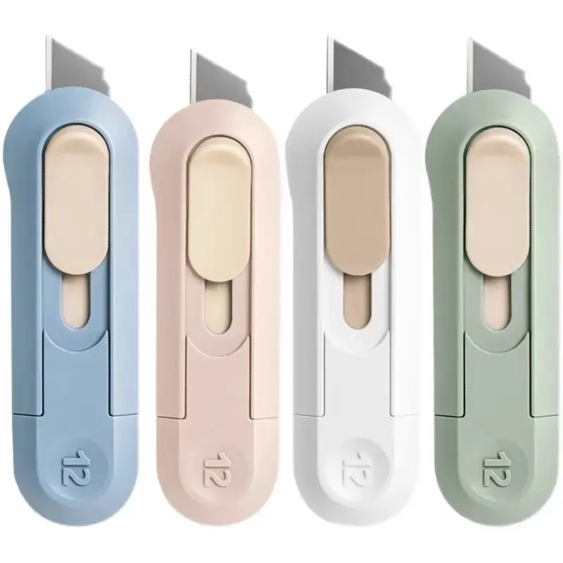 4-Pack Ultimate Utility Knife Set-Retractable Box Cutter, Letter Opener, Craft Knife & Craft Cutting Tool for Home, Office & Art Projects, Cutting Supplies, Office Cutting Supply (Safety Note: Auto-Rebound Design, Hold to Activate)