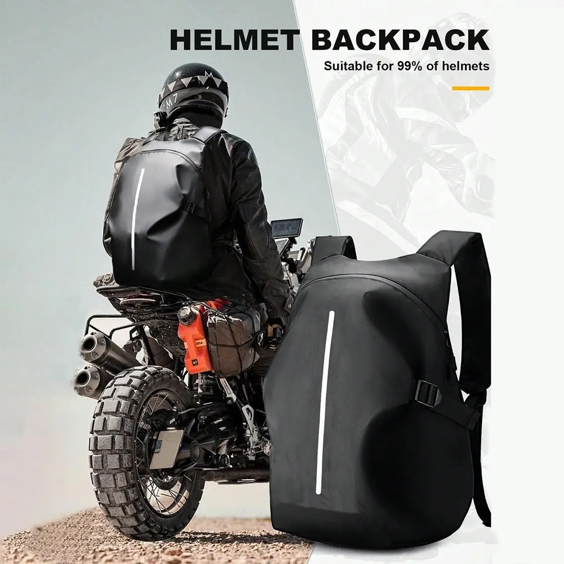 Large Capacity Multi-Sport Helmet Backpack, Waterproof Football Baseball Motorcycle Gear Bag, Reflective Strips, Suitable for Helmets and Laptops, Sports Backpacks