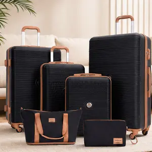 ARCH 6-Piece Hardshell Luggage Set ABS Hardside Lightweight Suitcase with TSA Lock Spinner Wheels, 16/20/24/28-Inch Suitcases Plus Travel Bag and Toiletry Bag, Multiple Color Options, for Travel and Business Trips, Black/Blue/Green/Pink Color Options