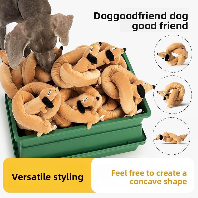 Sausage Dog Pet Toy, Squeaky Plush, Long Design, Companion & Boredom Relief, Warm Cuddle Doll for Dogs & Cats Outdoor