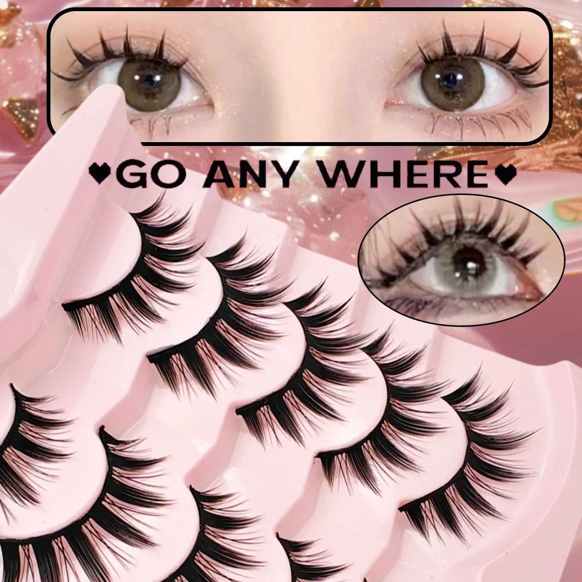 5 Pairs Anime Devil False Eyelashes, Japanese Barbie Comic Eye, Sharp Pointed Fine Strands, Amplify Eyes, Cosplay, Daily Makeup, Fake Lashes