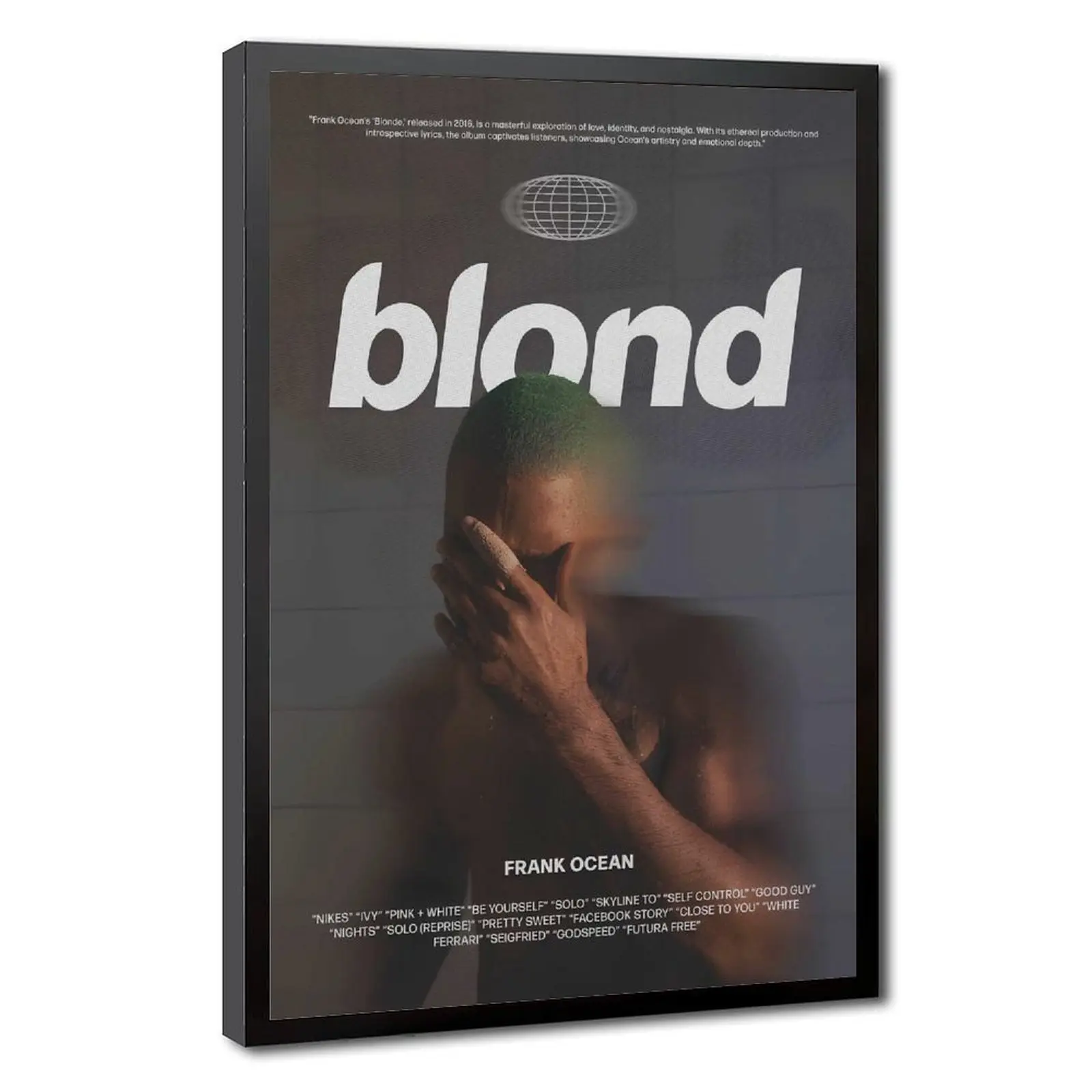 Frank Ocean Blond Album Cover Canvas Poster Minimal R&B Layout Top Large "blond" Title Dark Textured Background R&B Wall Art for Minimalist Urban Modern Apartment