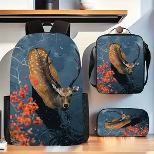 3pcs / Deer Backpack Set Compatible for - with Appliqué & Print Bookbag, Adjustable Straps & Laptop Compartment - Lightweight Travel Backpack for & (Ages 14+)