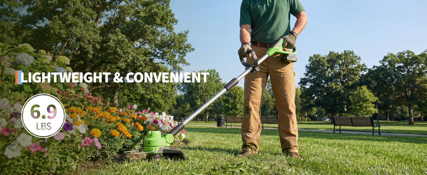 20V Weed Wacker Cordless with 2 x 2.0Ah Batteries & Charger, 12'' Electric Weed Eater String, Grass Trimmer with 8 Replacement Line, Battery Powered String Trimmer for Lawn Yard Patio Garden