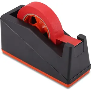 Desktop Tape Dispenser Holder with Large 3 Inch Core for Masking, Heat Transfer, Painters, Freezer and Kitchen Tape, 0128BK