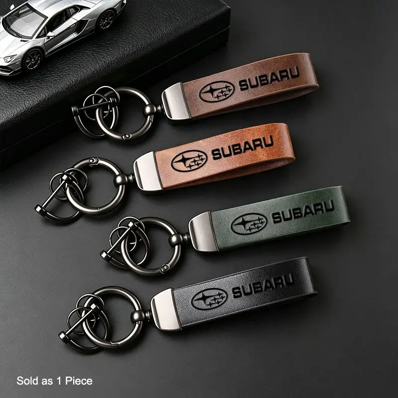 Leather Car Keychain Auto Emblem Zinc Alloy Keyring For Subaru STI Impreza Legacy WRX BRZ Forester XV Outback Crosstrek Levorg Exiga Ascent Tribeca