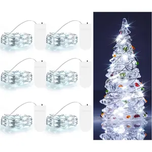 Cool White Fairy String Lights Battery Operated LED Starry Lights 7.2ft 20 LEDs Silvery Copper Wire for Christmas DIY Decoration Wedding Party (6 Pack)fidget toys