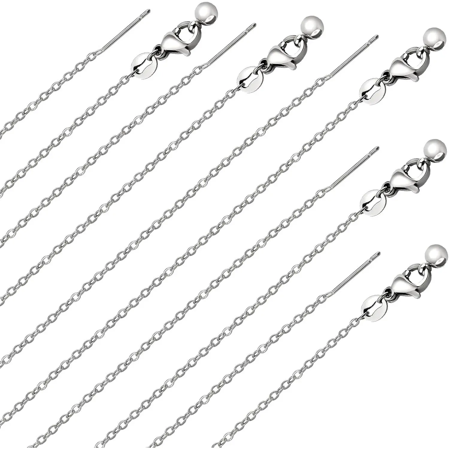 10 count  Adjustable Necklace Chain Stainless Steel Link  Chain Bulk with  Threader Lobster Clasps for  Making