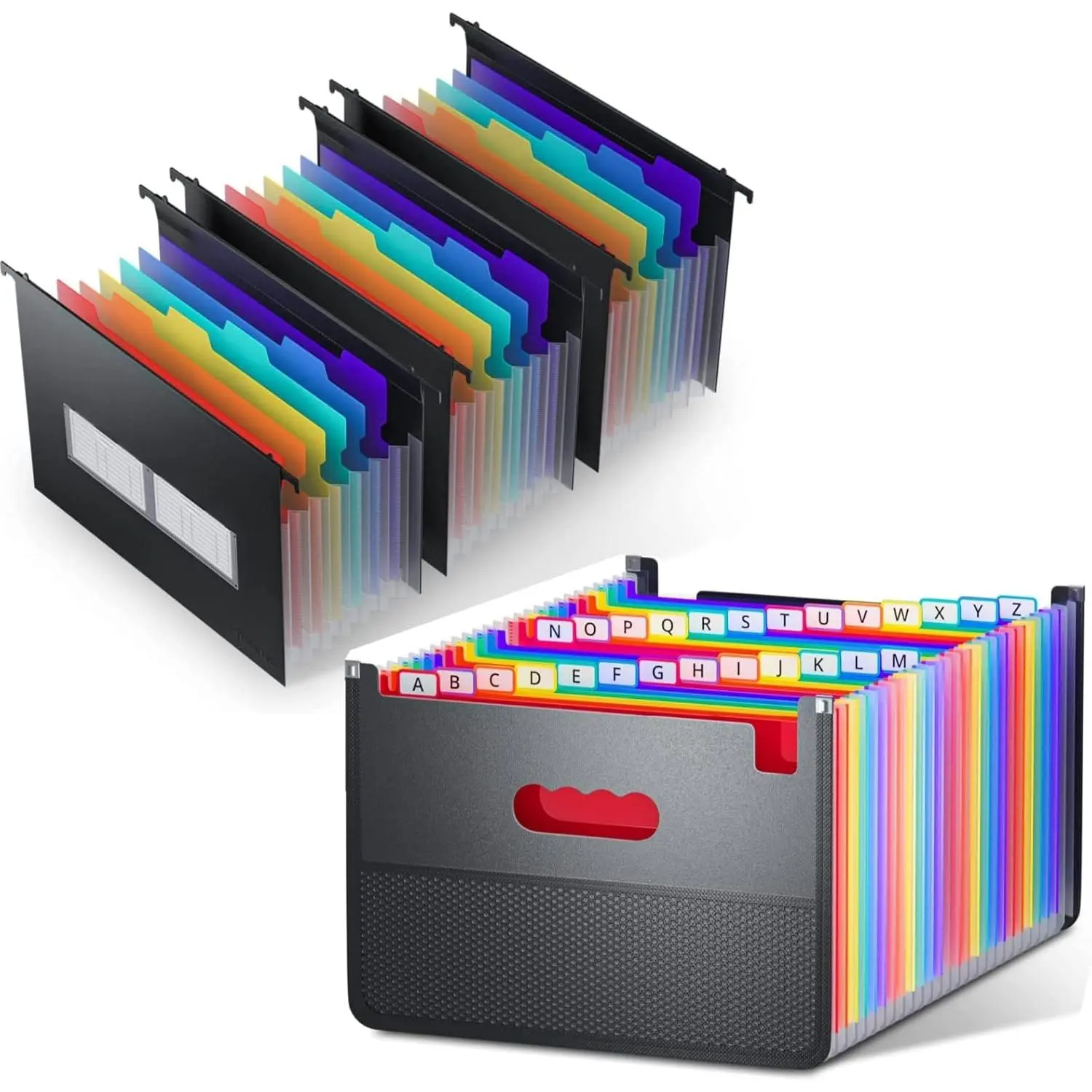 26 Pockets Expanding File Folder, Open Top & Plastic Expanding Hanging File Folders