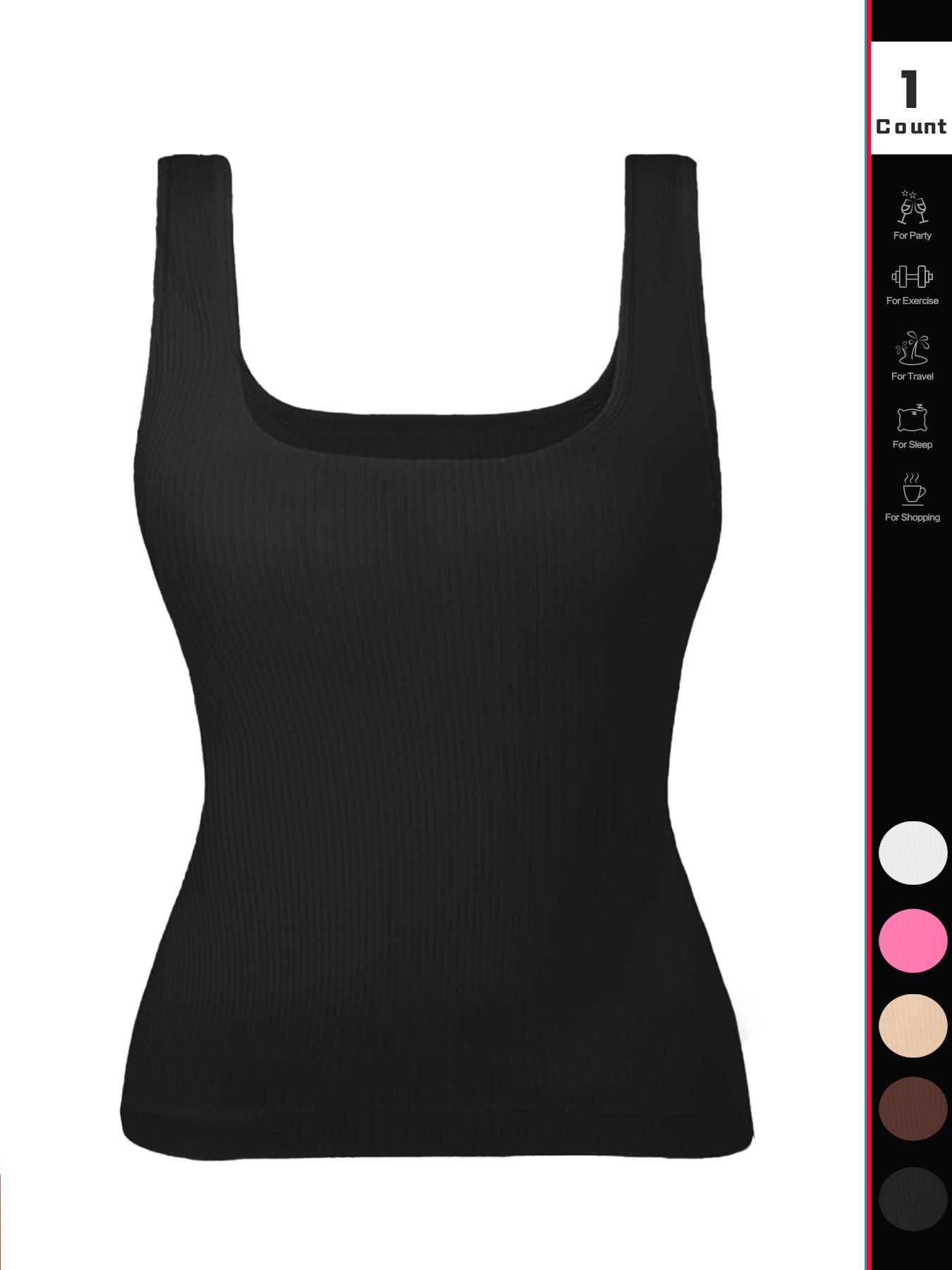 Women Tummy Control Shapewear Tank Tops Seamless Square Neck Smooth Compression Tops Slimming Body Shaper Camisole