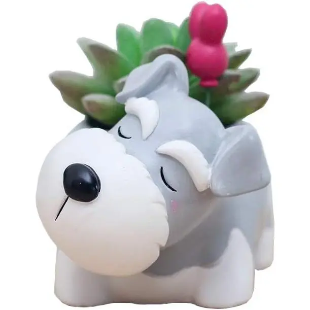 Cute Planter  Shaped Cartoon  Decoration Succulent Vase Flower Pots (Schnauzer)