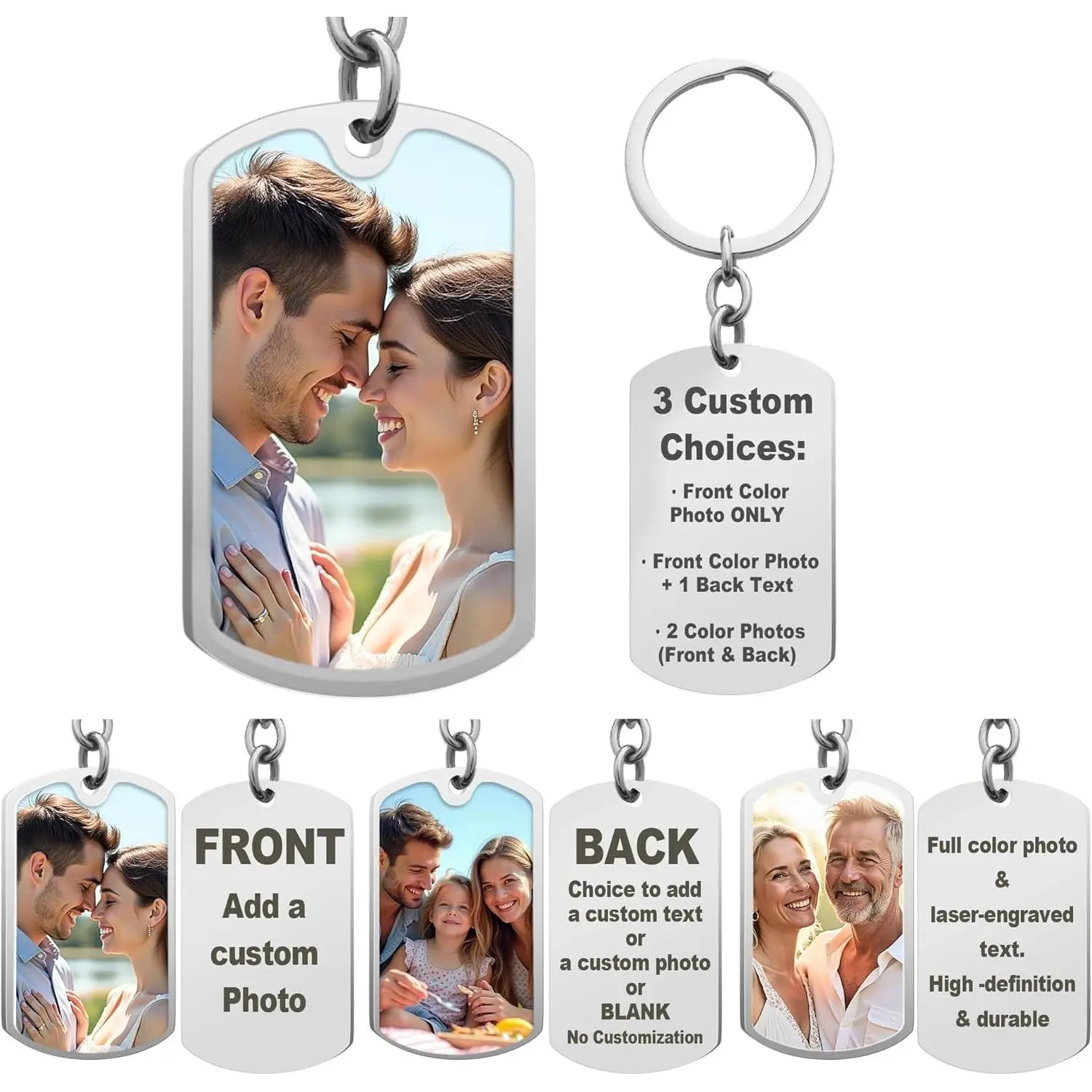 Personalized Zinc Alloy Street Keychain - Custom Photo & Text, Laser-Engraved/Color Fashion Accessory, Thoughtful Gift for Boyfriend