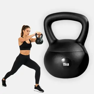 Beginner Shock Absorbing Soft Vinyl Kettle Bell Set 10LB 15LB 20LB, Anti-Collision Fitness Weight for Ladies Home Indoor Training