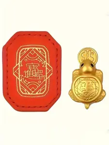1Set Handmade Golden Sea Turtle Feng Shui Amulet - A Chinese Copper Alloy Wealth Charm, A Luxurious Gift For Women And A Daily Auspicious Decoration. A Beautiful Money Turtle Figurine, With Complex Chinese Patterns And Delicate Carvings