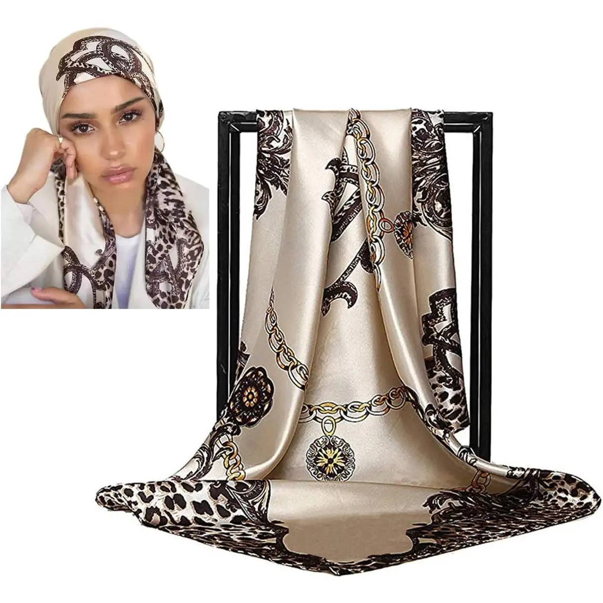 Silk Like Scarf  Scarves Women’s Large Square Satin Hair Scarf 35 x 35 inches