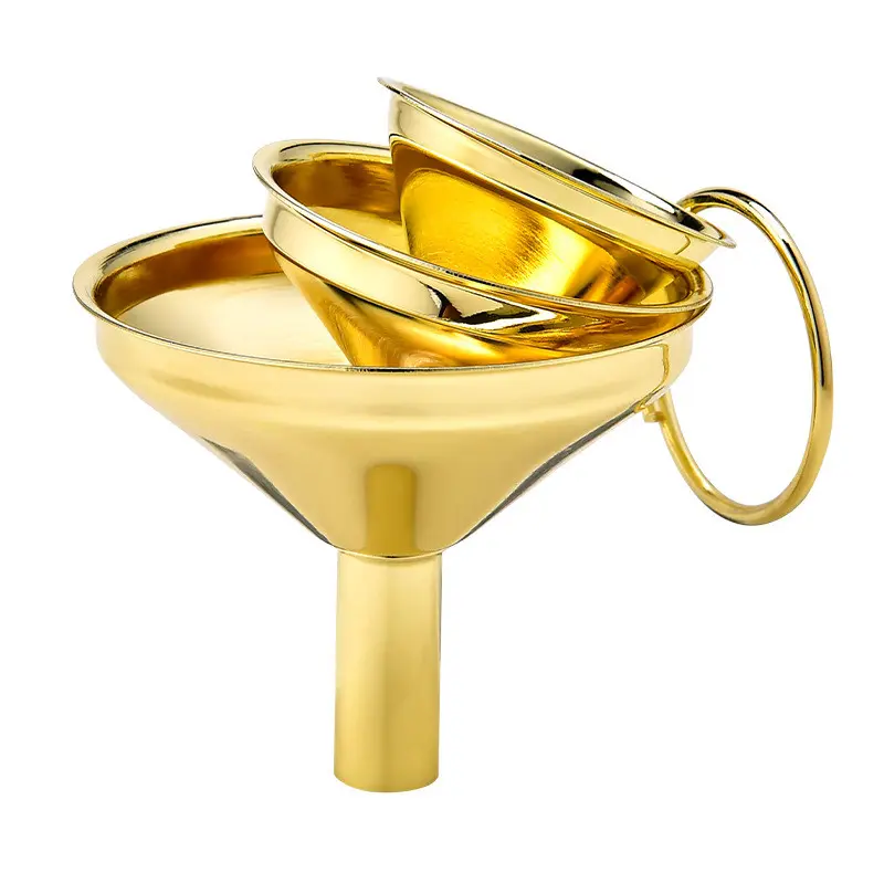 430 Stainless Steel Mini Funnel Set, Wide Mouth Oil Pourer, Liquid Dispenser, Kitchen Oil Filter, Spoon, Ideal for Small Bottles