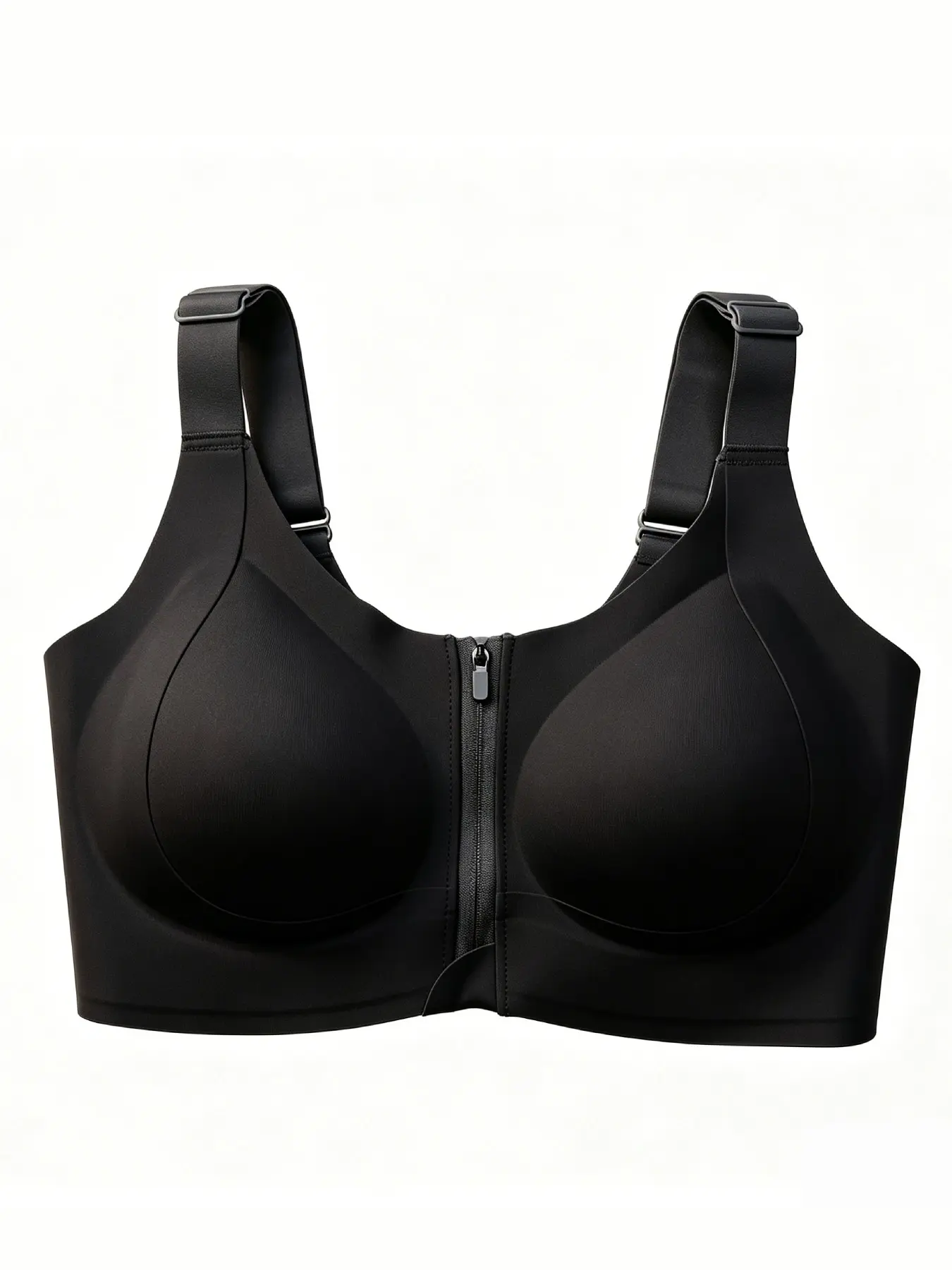 Women's Front Zip Seamless Sports Bra – No Lines, Soft Support for Yoga & Running