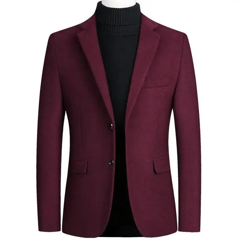 Men's Slim Fit Cashmere Wool Blazer Business Casual Suit Coat