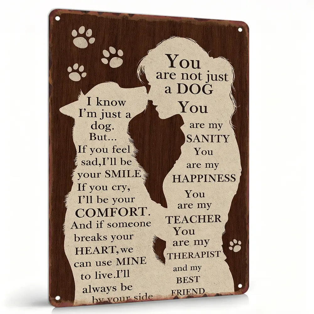 8x12in Vertical Aluminum Dog Memorial Sign - Vintage Wood Grain Paw Print Rustic Wall Decoration, Waterproof Indoor-Outdoor Rectangle Plaque, Sentimental Holiday Gift for Dog Lovers, Home Decor Collectibles for Bedroom