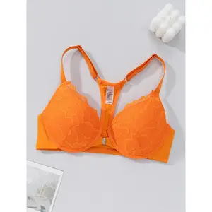 Front-Closure Lace Patchwork Bra with Underwire for Support, Preventing Sagging, Featuring a Beautiful Back Design, Perfect for Dates