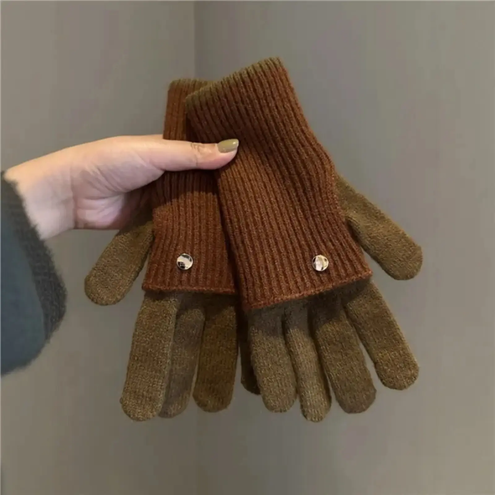 Men’s & Women’s Winter Thermal Full Finger Gloves - Layered Double Ribbed Cuff, Metallic Button Accent, Windproof - for Cycling, Driving - Sports & Outdoor Camping Hiking Apparel Accessories Tech Gear Long/Short Mitts